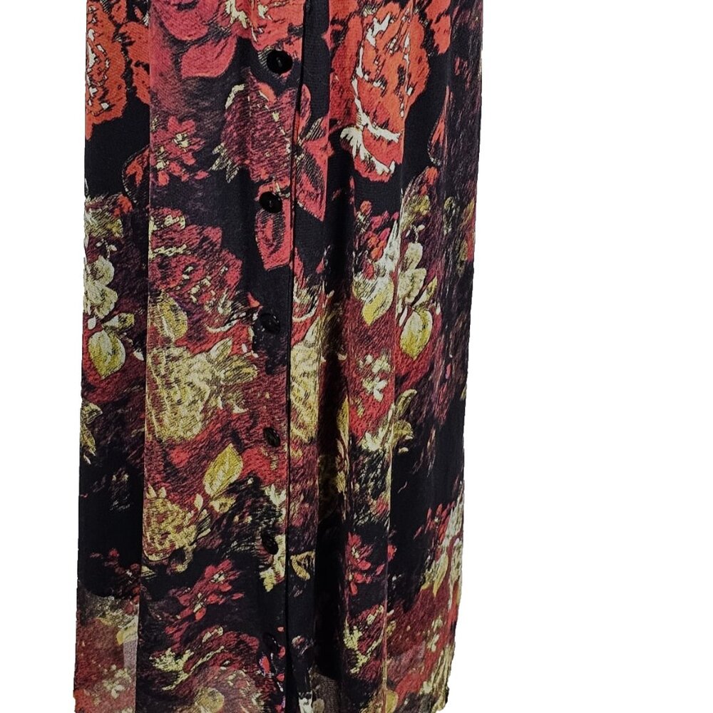 Jean Paul Gaultier Black Maxi Dress with Red and Gold Floral Print - Picture 7 of 7